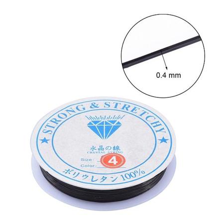 1 Rulle 20 Mt.svart Elastisk Tråd 0,4 Mm. Ø