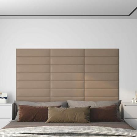Vidaxl Väggpaneler 12 St Cappuccino 60x15 Cm Konstläder 1,08 M² Brun