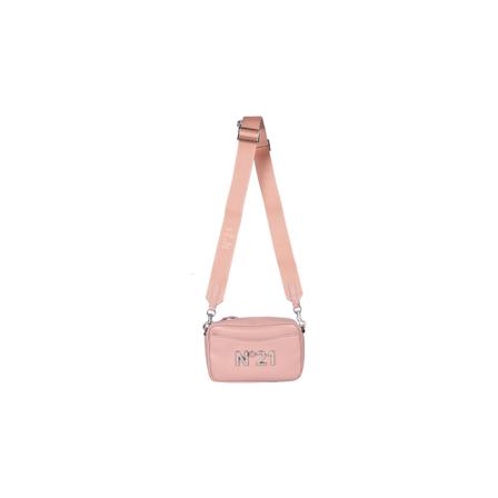 N21, Shoulder Bag With Logo Plaque Roze, Dames, Maat:ONE Size,Zilver