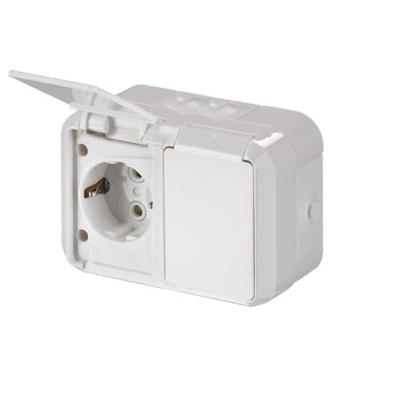 ABB 402ESW Stikkontakt IP55, hurtigkobling 2-veis, Strømbrytere & vegguttak