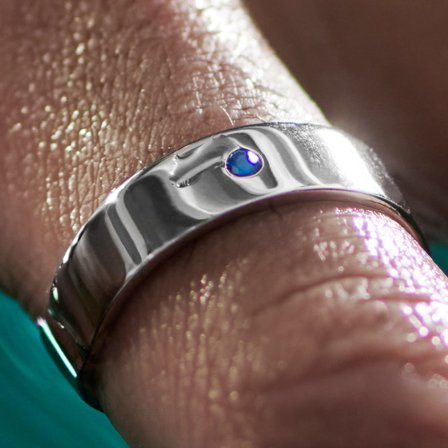 Adrian Ring aus poliertem 925 Sterling Silber mit blauem Zirkonia-Stein für Männer - Ringe mit Stein