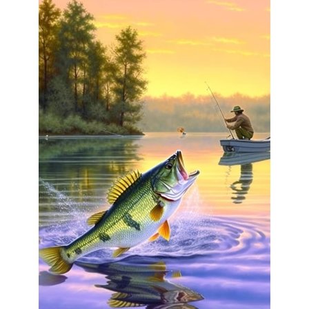 5D Diamant 30x40 cm Maleri Fisk, Diamantbroderi Fisker
