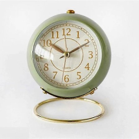 【PP】Kompakt Stille Vækkeur, Traditionelt Analogt Quartz Bordur med Høj Alarm og Baggrundsbelysning