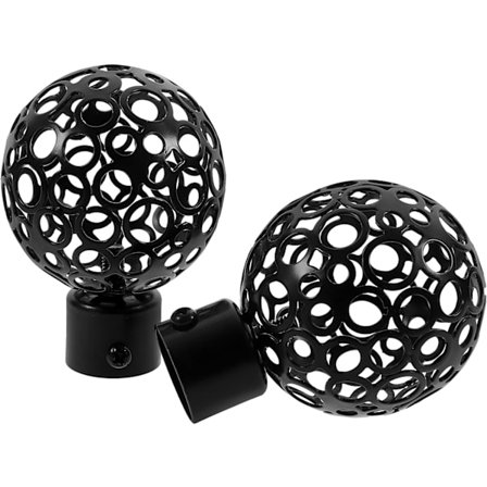 1 par gardinstangsknopper i aluminiumlegering til hjemmets vinduesgardin (sort)