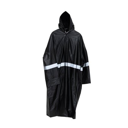 Regnfrakke med hætte og reflekstryk, one size - svart
