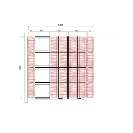 Kompakthylla TRANSFORM, däck, 4880x4960 mm