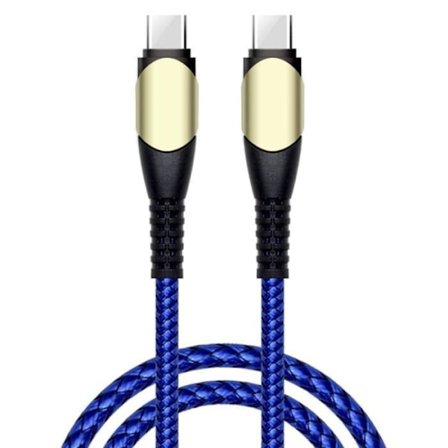 USB-C till USB-C Snabbladdningskabel 60W för Xiaomi Redmi 14C 13C, Redmi Note 13/14 4G-5G, Note 13 Pro Plus - Flätad Nylon 1M Blå