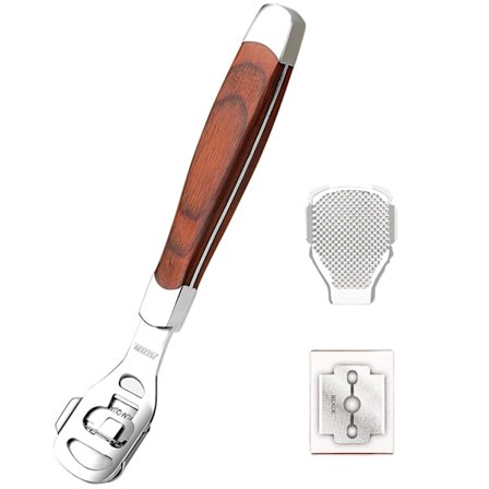 2025 Siste Modell Fotpleie Pedikyr Hard Hudfjerner med Trehåndtak 10 Blader Sølv, Brun