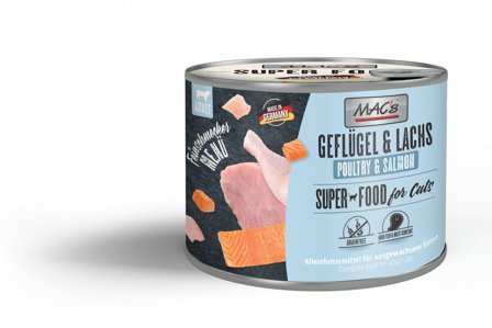 Mac's Super Food for Cats Gourmet Fjørfe og Laks Våtfôr - 6x180g