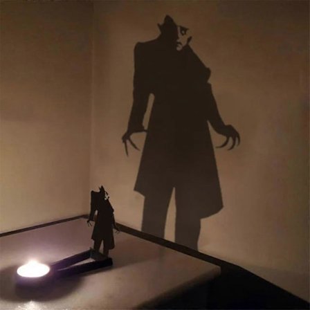 Nosferatu Ljusskugga, Halloween Horror Lysestage Teelysholder Fest Dekorasjon (FMY)