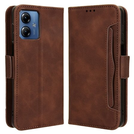 SKALO Motorola Moto G14 6-lokeroa Lompakkokotelo - Ruskea