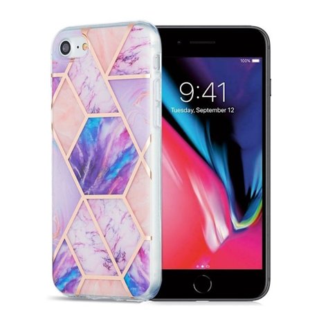Marble iPhone 7 / 8 Etui - Lilla / Rosa / Hvit