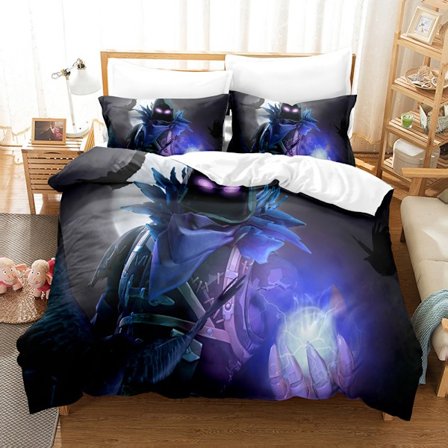 Sarjakuvahahmoilla koristeltu lasten peli Fortress Night -pussilakanasetti, 3D-digiprintti, kolmiosainen setti 10