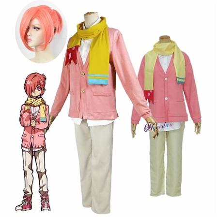 Mitsuba Sousuke Cosplay Anime Jibaku Shounen Toalettbundet Hanako Kun Cosplay-kostyme Rosa parykkuniform S