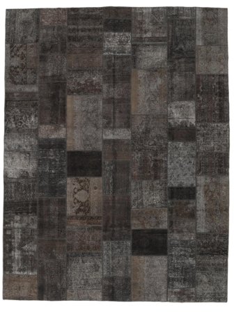 Anudada A Mano Patchwork Alfombra 309X405 Vintage De Lana Negro Grande