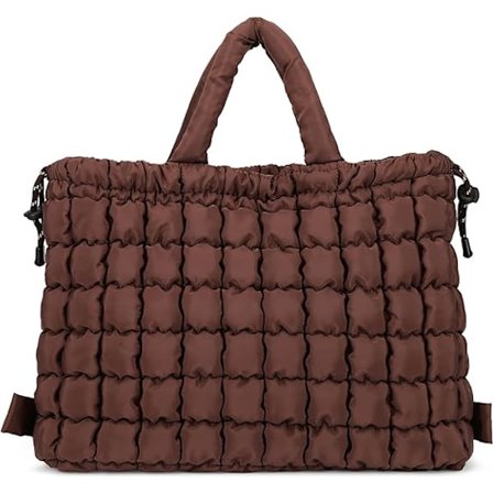 Quiltet arbeidsveske for kvinner, stor lett skulderveske med glidelås