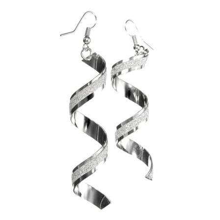 Långa Örhängen Med Twist - Glitter Spiral I Silver Silver