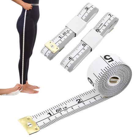 3 kpl mittanauhaa, 150 cm pehmeä kangasmittanauha valkoisena kehon mittaamiseen, sisäänvedettävä mittanauha painonpudotukseen (valkoinen)