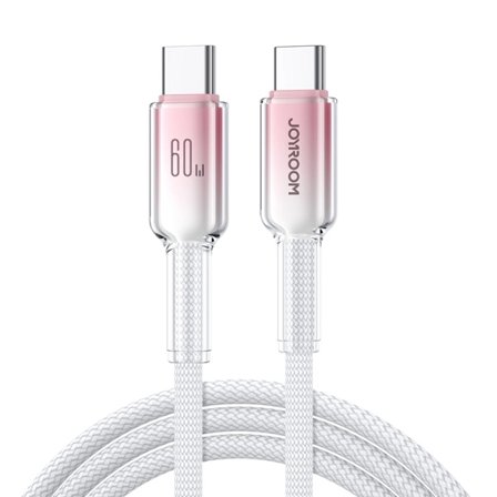 Joyroom S-A42 USB-C - USB-C 60W 1.2m Kabel Crystal-Clear Series - Vit