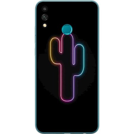 Yhteensopiva Puhelinkuori Honor Honor 9X Lite Neonpiirros kaktuksista vaaleanpunaisessa ja sinisessä valossa tummaa taustaa vasten
