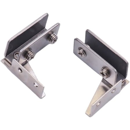 Glasdörrsgångjärn för skåp, vitrinskåp, skåp - Rostfritt stål gångjärn - För 5-8mm tjockt glas (Silver)