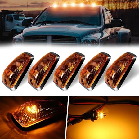 5 stk. Amber/Hvit/Røkt Chevy/GMC Taklysdeksel med T10 5050 LED-pærer for C/K 1500 2500 3500 Pickup Trucks