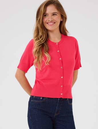 Kaffe Kalizza Short Sleeve Cardigan - Red - M