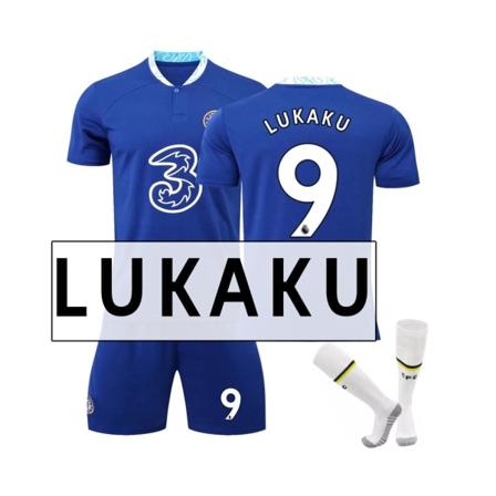 (Chelsea Home Stadium Jersey 2022-23 Lukaku No.9 Fotbollströja 3-delade kit för barn Vuxna 20(115-125CM)