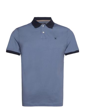 Selvedge Placket Polos Short-sleeved Blå Hackett London*Betinget Tilbud