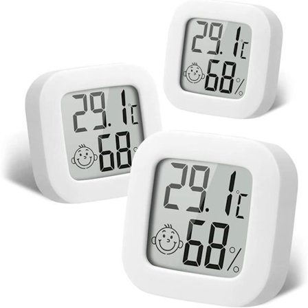 3-delt Mini Digitalt Indendørs Termometer med Trådløs Sensor, Termometer til Hjemmet, Kontoret, Digital Hygrometer