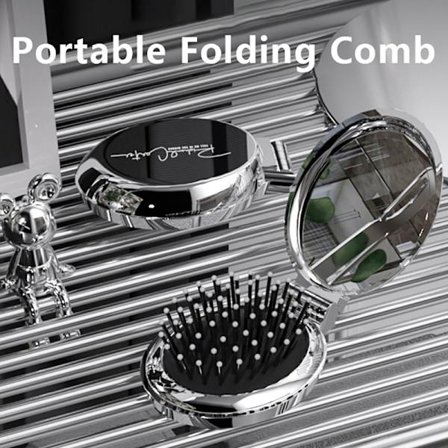 Bærbar sammenleggbar reisehårbørste med speil Kompakt lomme S