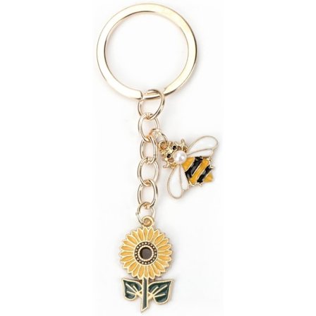 Nyckelring med Bi-berlock, Solrosnyckelring, Tusenskönanyckelringar för Kvinnor, Solrosnyckelringar för Kvinnor