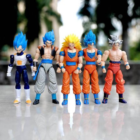 5-pakning Goku Action Figure-serie Anime Dragon Ball-figurer Goku-leker for samling og gave Blå