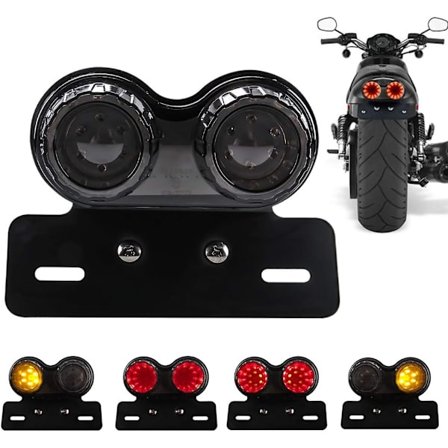 Integreret motorcykelbaglygte (grå linse) Bremselys