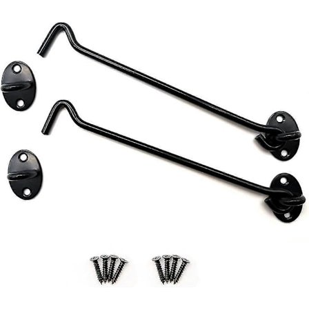 2 stk. stormkroge i rustfrit stål, kabinekroge med fastgørelsesskruer til stalddør, badeværelse, vindue, skydedør (200 mm, sort)