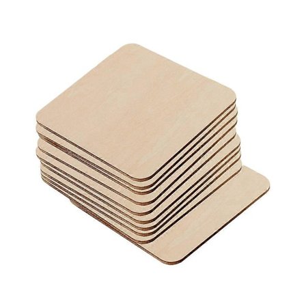 10 stk. DIY Rene Håndlavede Tilbehør Firkantet Træbrik Puslespil Graffiti Træstykker Kreative Undervisningsmaterialer (6,4 CM)