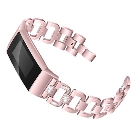 Fitbit Charge klockarmband i 3D-design med strass - rosa
