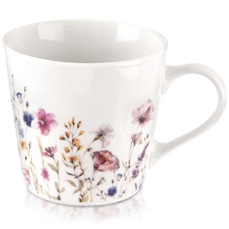 Porcelænskrus 430ml, blomsterdesign, mikrobølgeovnssikker