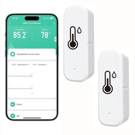 Langaton lämpömittari ja kosteusmittari 2 kpl – WiFi Lämpötila- ja kosteusmittari sovellusilmoituksilla ja etävalvonnalla