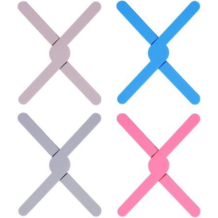 Set med 4 vikbara silikonunderlägg - Värmebeständiga - Halkfria - För kastruller, koppar och andra fat