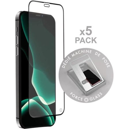 Paket med 5 skärmskydd iPhone 12 / 12 Pro Original Livstidsgaranti - För Force Glass installationsmaskin