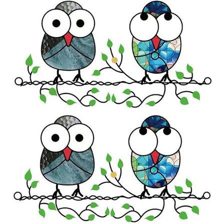 2 stk. farvet glasugle til ophæng i vinduet, håndmalede fugle solfanger ophængsdekoration, gaver til fugleelskere, til væg, dør, vindue, hjem og 