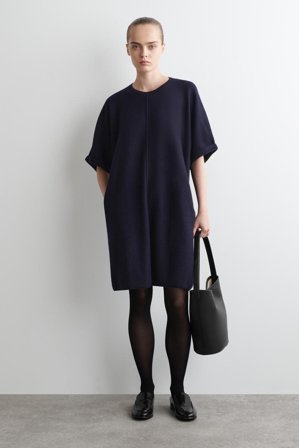 COS Women's Sculpted Merino Wool Mini Dress in Blue