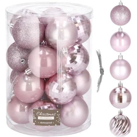 SPRINGOS julekugler 20 stk Ø 4 cm julekugler Rosa