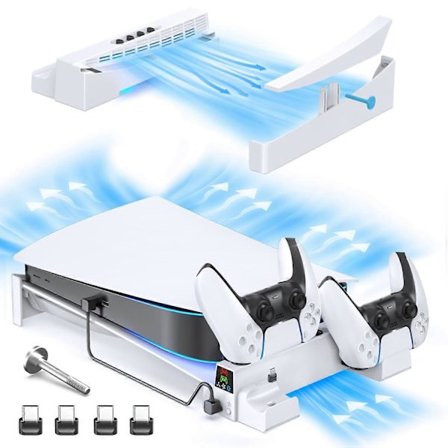 Oivo Horisontellt kylställ för PS5-konsol, PS5-basstativ, PS5-kontrollladdare för Playstation 5 Disc & Digital Editions