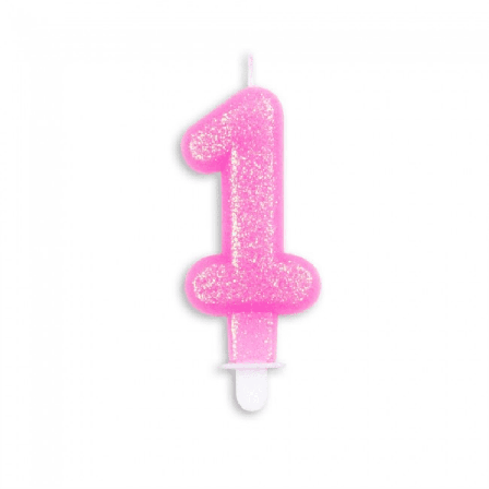 Tårtljus nummer - rosa-glitter 9 - Kalaslagret.se