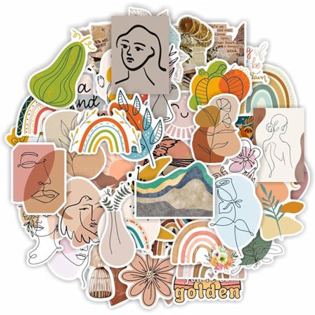 100 Stykker Boho Æstetiske Graffiti Klistermærker Pakke, Minimalistisk Vsco Kunst Abstrakt Linje Vandfast Vinyl