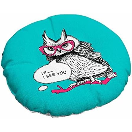 Rund siddepude i hør, quiltet siddepude med nordisk dyremønster, gulv tatami, komfortable sofa spisestuestole puder