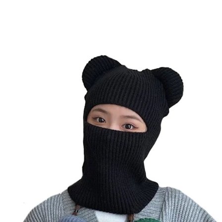 Skjerfsett Hette Balaclava for kvinner SVART
