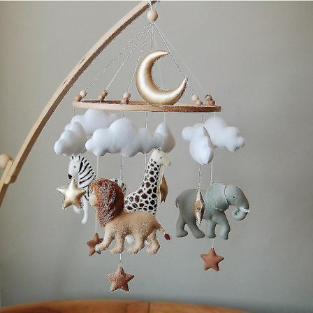 Handgjord Woodland Forest Animals Filt Baby Mobile Trä Filt Baby Spjälsäng Mobile Filt Mobil Leksak